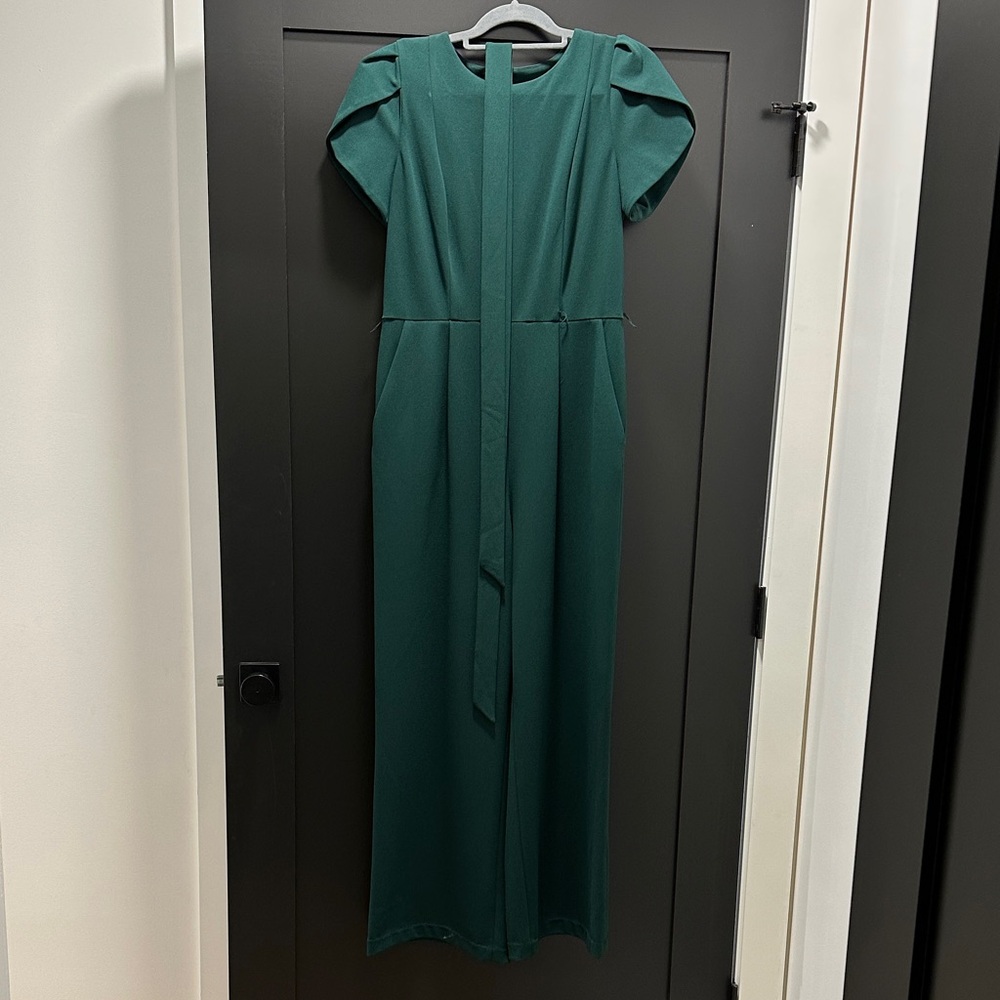 Calvin Klein Emerald Green Maxi Dress with Front Tie